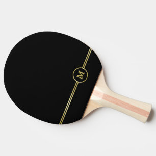 Elegant gold Personalised  Monogram on black Ping Pong Paddle