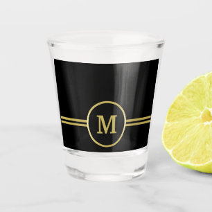 Elegant gold Personalised Monogram on black Shot Glass