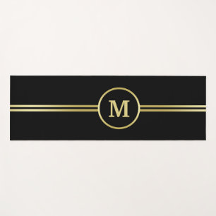Elegant gold Personalised  Monogram on black  Yoga Mat