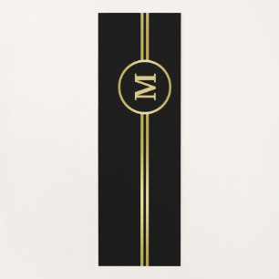 Elegant gold Personalised Monogram on black Yoga Mat