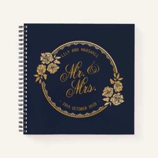 Elegant Gold Personalised Wedding | Guestbook Notebook