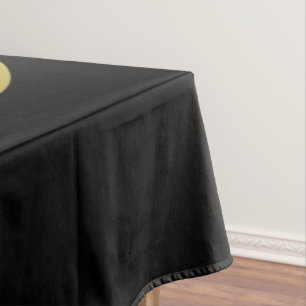 Elegant gold Personalized  Monogram on black  Tablecloth