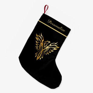 Elegant Gold Phoenix Rising From Ashes Personalize Small Christmas Stocking