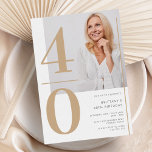 Elegant Gold Photo 40th Birthday Invitation<br><div class="desc">Elegant Gold Photo 40th Birthday Invitation</div>