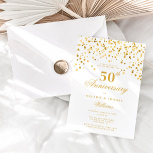 Elegant Gold Photo 50th Wedding Anniversary Invitation