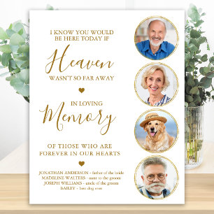Elegant Gold Photo Collage Heaven Wedding Memorial Poster