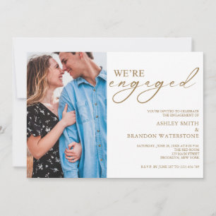 Elegant Gold Photo Engagement Party Invitation