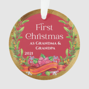 Elegant Gold Photo  Grandparent First Christmas Ornament
