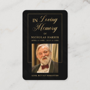 Elegant Gold Photo Sympathy Funeral Prayer Cards