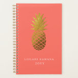 Elegant Gold Pineapple | Coral Planner<br><div class="desc">Elegant faux gold foil pineapple logo,  personalised planner. Personalise text,  customise font style,  colour and size. Background colour can be customised as well.</div>