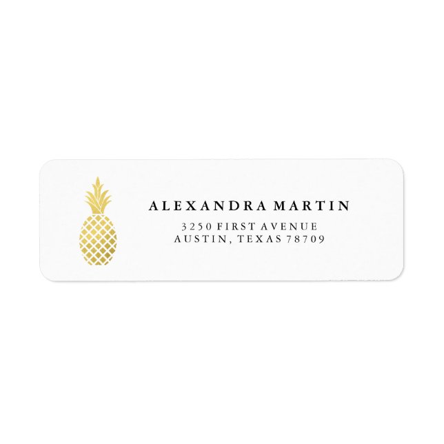 Elegant Gold Pineapple Return Address Label (Front)