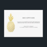 Elegant Gold Pineapple Wedding Reception Enclosure Card<br><div class="desc">These trendy wedding reception insert cards have a faux gold pineapple on a white background. The back of the card has matching faux gold stripes,  but you can remove these and leave the back blank if you wish,  by customising the item. Please contact me if you need any help.</div>