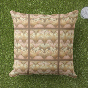 Elegant Gold, Pink and White Shell Pattern Cushion