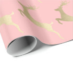 Elegant Gold Pink Christmas Reindeer Pattern Wrapping Paper<br><div class="desc">Beautiful Christmas pattern in faux gold & pink.</div>