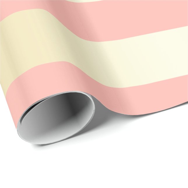 Elegant Gold & Pink Christmas Stripe Pattern Wrapping Paper (Roll Corner)