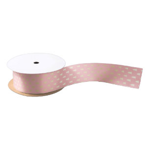 Elegant Gold & Pink Christmas Tree Pattern Satin Ribbon
