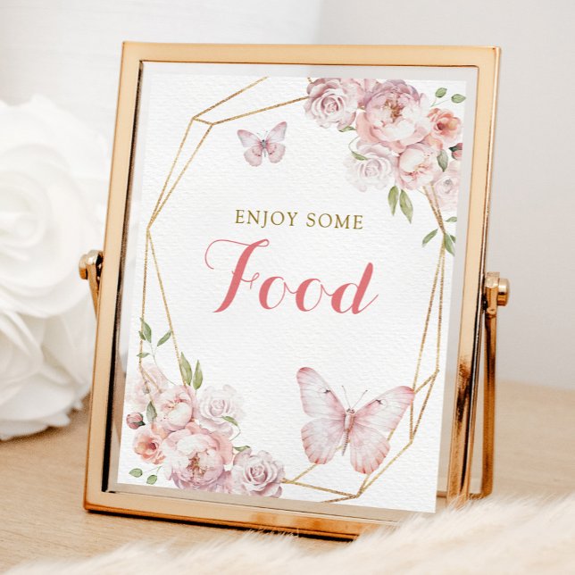 Elegant Gold Pink Floral Girl Quinceañera Food Poster (Creator Uploaded)