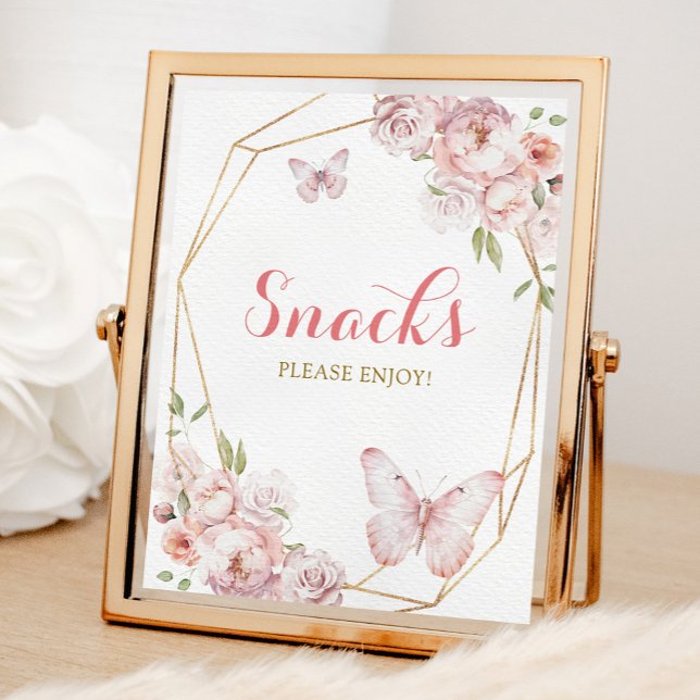 Elegant Gold Pink Floral Mis Quince Snack Poster (Creator Uploaded)