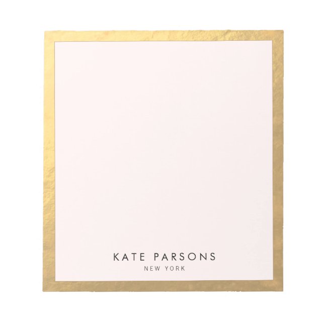 Elegant Gold Pink Notepad (Front)