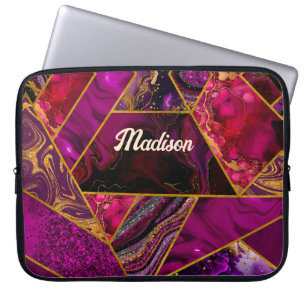 Elegant gold pink purple glitter girly laptop sleeve