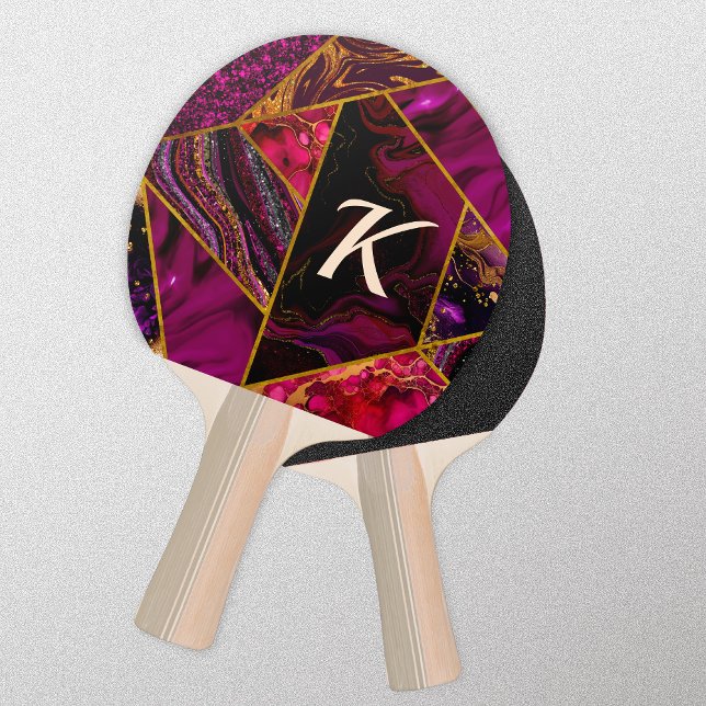 Elegant gold pink purple glitter girly ping pong paddle (Creator Uploaded)
