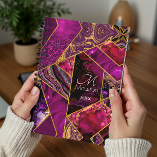 Elegant gold pink purple glitter girly planner