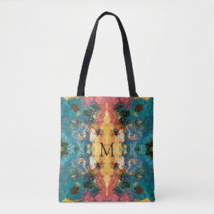 Elegant Gold Pink Teal Abstract Tote Bag