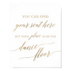 Elegant Gold Place Card Dance Floor Sign