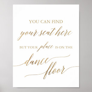 Elegant Gold Place Card Dance Floor Sign