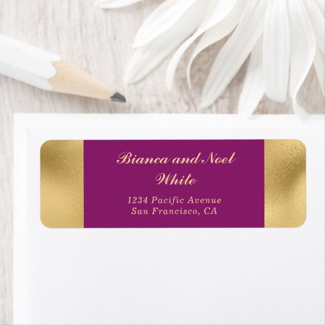 Elegant Gold Plum Return Address Labels (Insitu)