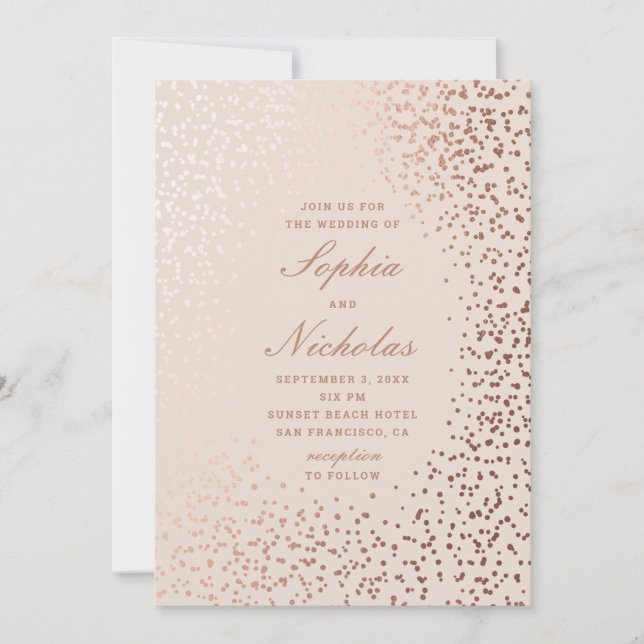 Elegant gold polka dots. Classic modern wedding Invitation (Front)