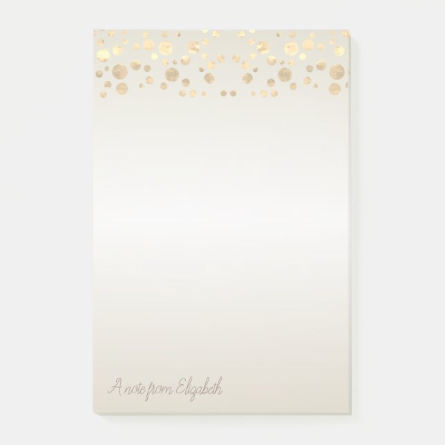 Elegant  Gold Polka Dots,Confetti-Personalised Post-it Notes (Front)