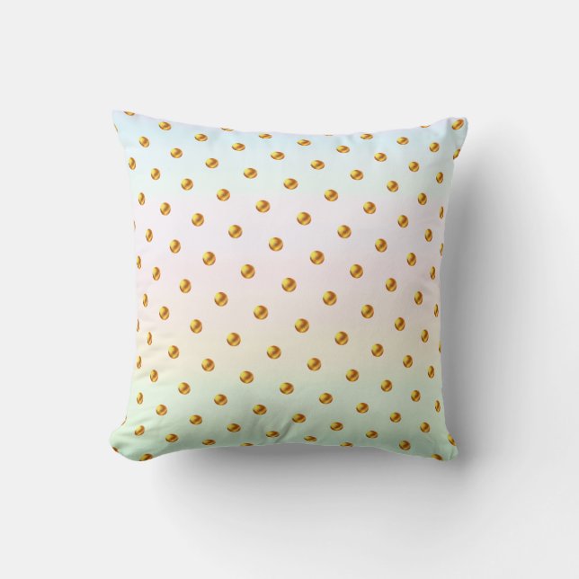 Elegant Gold Polka Dots on Pastel Colours Cushion (Front)