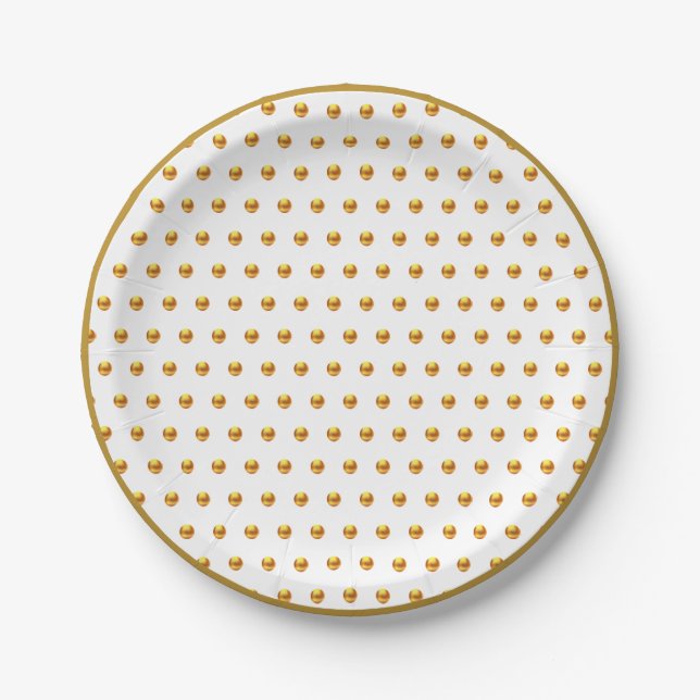Elegant Gold Polka Dots Paper Plate (Front)