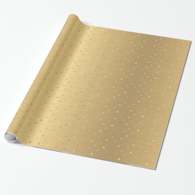 Elegant Gold Polka Dots Wrapping Paper (Unrolled)