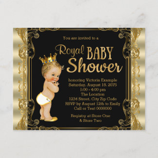 Elegant Gold Prince Baby Shower Invitation