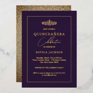 Elegant Gold Purple Quinceanera 15th