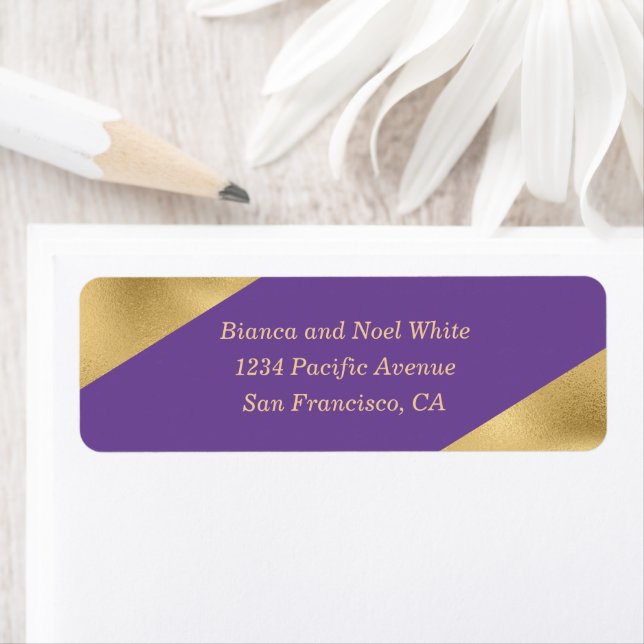 Elegant Gold Purple Return Address Labels (Insitu)