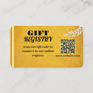Elegant Gold QR Code Gift Registry Insert Card