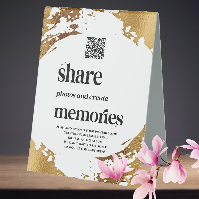 Elegant Gold QR Code Photo Wedding Guestbook (Wedding Celebration Capture Your Photo Memories)