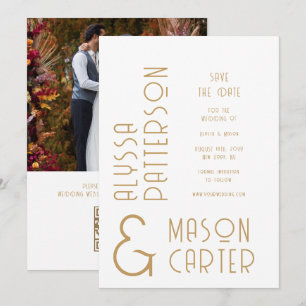 Elegant Gold QR Code Wedding Photo Save The Date