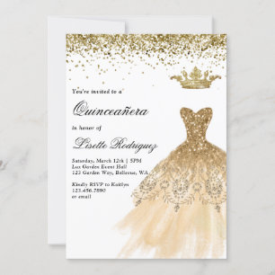 Elegant Gold Quinceanera Invitation