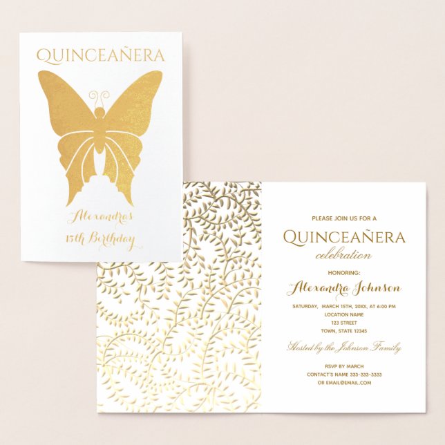 Elegant Gold Quinceanera Invitation (Display)