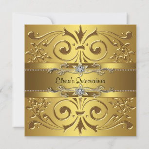 Elegant Gold Quinceanera Invitation
