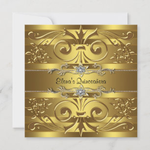 Elegant Gold Quinceanera Invitations
