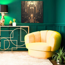 Elegant Gold Rain on Black Art Deco