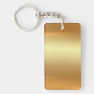 Elegant Gold Rectangle Template Single Sided Blank Key Ring
