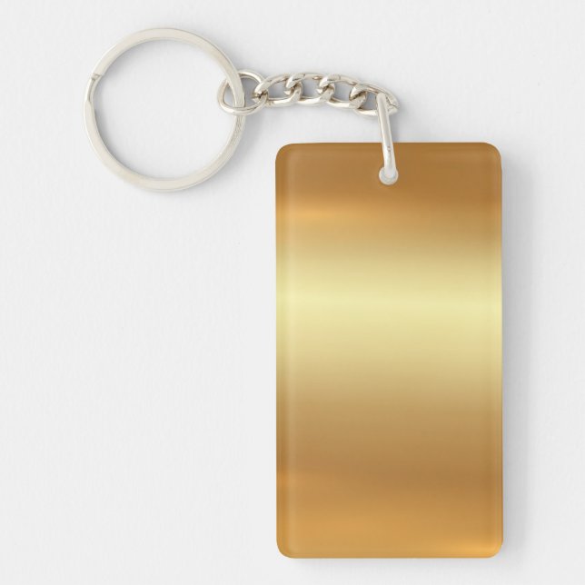 Elegant Gold Rectangle Template Single Sided Blank Key Ring (Front)