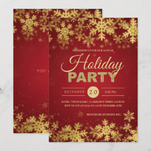 Elegant Gold & Red Corporate Christmas Party Invitation