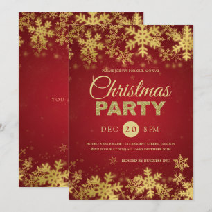 Elegant Gold & Red Corporate Holiday Party Invitation